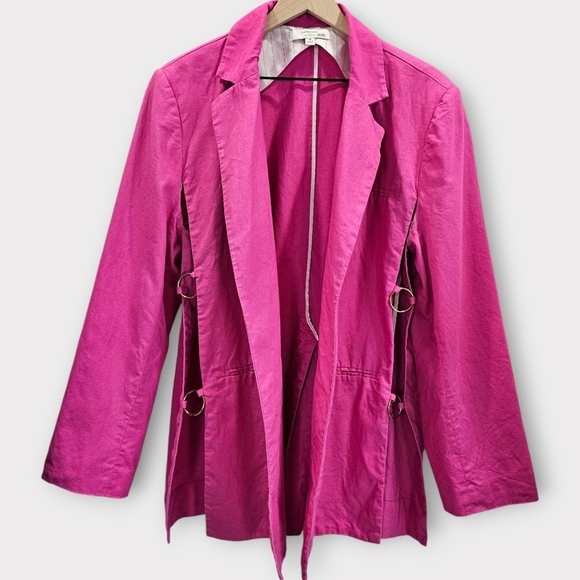 Eudon Choi Oversized Pink Linen Blazer with Side Cutouts - Picture 6 of 15